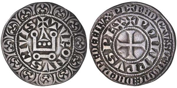 1 Gros Tournois 中世纪的法国 銀 腓力五世 (法兰西) (1292 - 1322)
