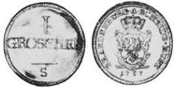 1 Groschen Principality of Ansbach (1398–1792) Billon Charles Alexander, Margrave of Brandenburg-Ansbach (1736 – 1806)