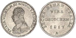 1 Groschen Reino de Prusia (1701-1918) Plata Federico Guillermo III de Prusia (1770 -1840)