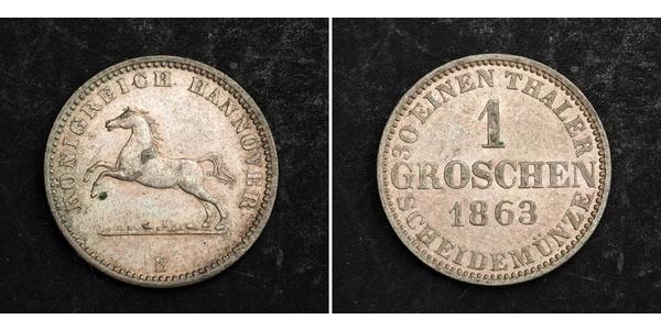 1 Groschen Hanover Silver George V of Hanover (1819 - 1878)