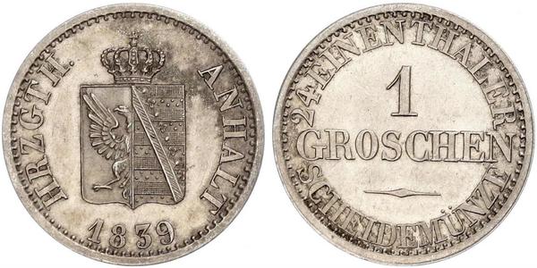 1 Groschen Ангальт-Бернбург (1603 - 1863) Серебро Александр Карл ,герцог Ангальт-Бернбурга,(1805 – 1863)