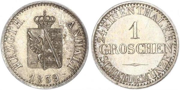 1 Groschen Ангальт-Бернбург (1603 - 1863) Серебро Александр Карл ,герцог Ангальт-Бернбурга,(1805 – 1863)