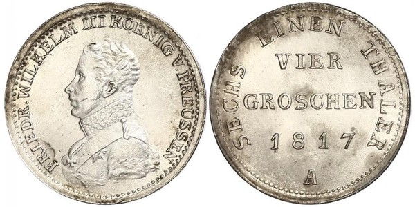 1 Groschen Пруссия (королевство) (1701-1918) Серебро Фридрих Вильгельм III, король Пруссии (1770 -1840)