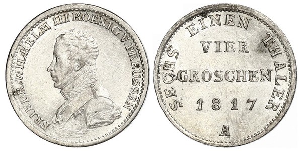 1 Groschen Пруссия (королевство) (1701-1918) Серебро Фридрих Вильгельм III, король Пруссии (1770 -1840)
