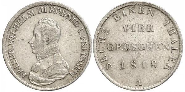 1 Groschen Королівство Пруссія (1701-1918) Срібло Фрідрих Вільгельм III, король Пруссії  (1770 -1840)