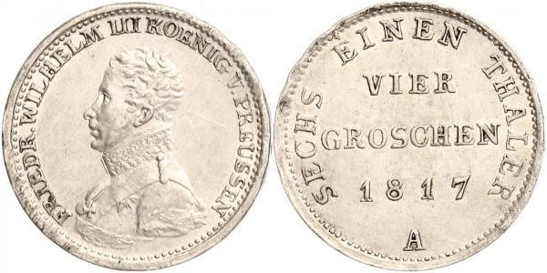 1 Groschen 普魯士王國 (1701 - 1918) 銀 腓特烈·威廉三世 (1770 -1840)