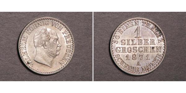 1 Grosh Regno di Prussia (1701-1918) Argento Wilhelm I, German Emperor (1797-1888)