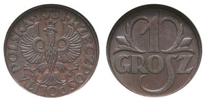 1 Grosh Segunda República Polaca (1918 - 1939) Cobre 