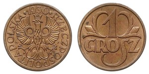 1 Grosh Deuxième République de Pologne (1918 - 1939) Cuivre 