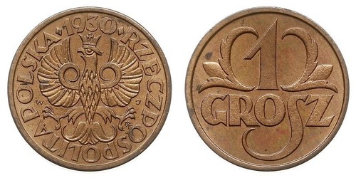 1 Grosh Seconda Repubblica Polacca (1918 - 1939) Rame 
