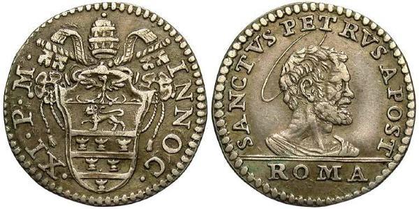 1 Grosso Papal States (752-1870) Silver Pope Innocent XI  (1611-1689)