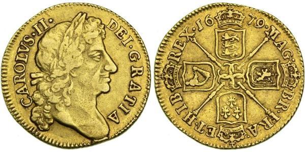 1 Guinea Kingdom of England (927-1649,1660-1707) Gold Charles II (1630-1685)