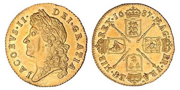 1 Guinea Reino de Inglaterra (927-1649,1660-1707) Oro Jacobo II (1633-1701)