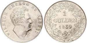 1 Gulden Duché de Nassau (1806 - 1866) Argent Guillaume de Nassau (1792-1839)