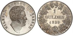 1 Gulden Duché de Nassau (1806 - 1866) Argent Guillaume de Nassau (1792-1839)