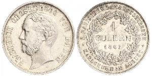 1 Gulden Grand-duché de Bade (1806-1918) Argent Frédéric Ier de Bade (1826-1907) (1826 - 1907)