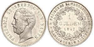 1 Gulden Grand-duché de Bade (1806-1918) Argent Frédéric Ier de Bade (1826-1907) (1826 - 1907)