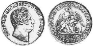 1 Gulden Grand-duché de Bade (1806-1918) Argent 