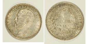 1 Gulden Grand-duché de Bade (1806-1918) Argent Frédéric Ier de Bade (1826-1907) (1826 - 1907)