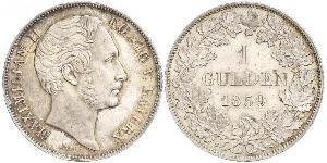 1 Gulden Royaume de Bavière (1806 - 1918) Argent Maximilien II de Bavière(1811 - 1864)