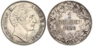 1 Gulden Royaume de Bavière (1806 - 1918) Argent Maximilien II de Bavière(1811 - 1864)