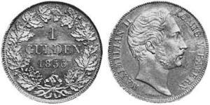 1 Gulden Royaume de Bavière (1806 - 1918) Argent Maximilien II de Bavière(1811 - 1864)