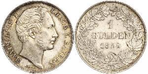 1 Gulden Royaume de Bavière (1806 - 1918) Argent Maximilien II de Bavière(1811 - 1864)