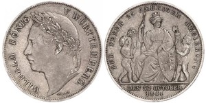 1 Gulden Royaume de Wurtemberg (1806-1918) Argent Guillaume Ier de Wurtemberg