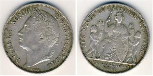 1 Gulden Royaume de Wurtemberg (1806-1918) Argent Guillaume Ier de Wurtemberg