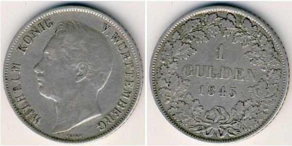 1 Gulden Royaume de Wurtemberg (1806-1918) Argent Guillaume Ier de Wurtemberg