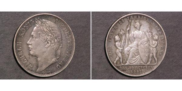 1 Gulden Royaume de Wurtemberg (1806-1918) Argent Guillaume Ier de Wurtemberg