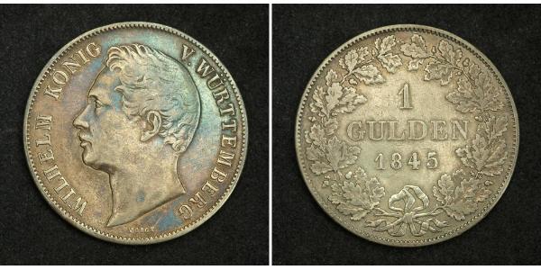 1 Gulden Royaume de Wurtemberg (1806-1918) Argent Guillaume Ier de Wurtemberg