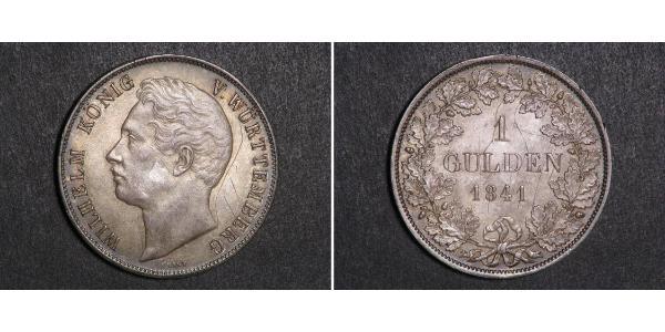 1 Gulden Royaume de Wurtemberg (1806-1918) Argent Guillaume Ier de Wurtemberg