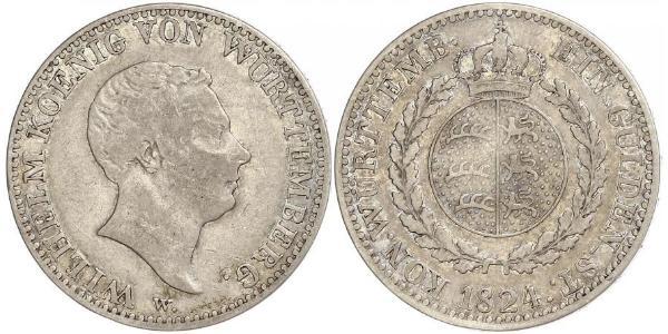 1 Gulden Royaume de Wurtemberg (1806-1918) Argent Guillaume Ier de Wurtemberg