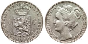 1 Gulden Royaume des Pays-Bas (1815 - ) Argent Wilhelmine (reine des Pays-Bas)(1880 - 1962)
