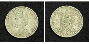 1 Gulden Royaume des Pays-Bas (1815 - ) Argent Wilhelmine (reine des Pays-Bas)(1880 - 1962)