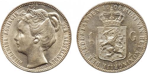 1 Gulden Royaume des Pays-Bas (1815 - ) Argent Wilhelmine (reine des Pays-Bas)(1880 - 1962)