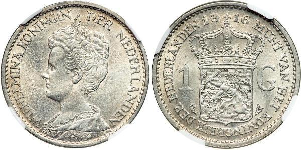 1 Gulden Royaume des Pays-Bas (1815 - ) Argent Wilhelmine (reine des Pays-Bas)(1880 - 1962)