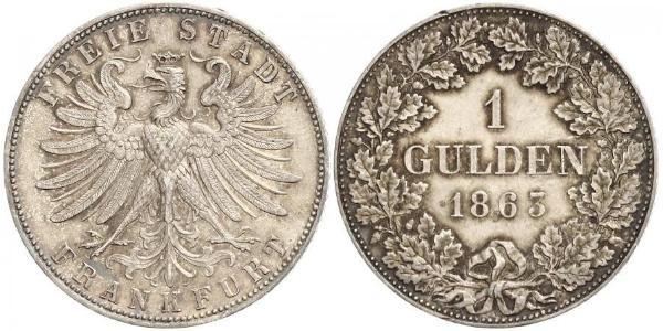 1 Gulden Ville libre de Francfort Argent 