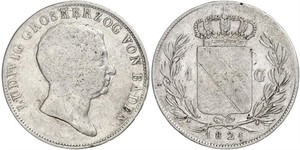 1 Gulden Grand Duchy of Baden (1806-1918) Argento Luigi I di Baden(1763 - 1830)