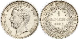 1 Gulden Grand Duchy of Baden (1806-1918) Argento Federico I di Baden (1826 - 1907)