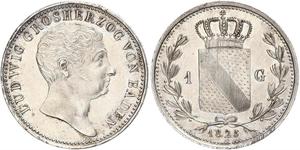 1 Gulden Grand Duchy of Baden (1806-1918) Argento Luigi I di Baden(1763 - 1830)