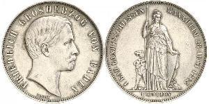 1 Gulden Grand Duchy of Baden (1806-1918) Argento Federico I di Baden (1826 - 1907)