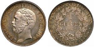 1 Gulden Grand Duchy of Baden (1806-1918) Argento Federico I di Baden (1826 - 1907)