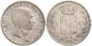 1 Gulden Grand Duchy of Baden (1806-1918) Argento Luigi I di Baden(1763 - 1830)