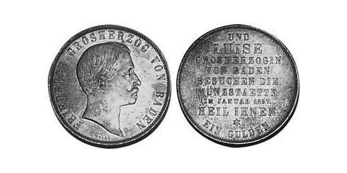 1 Gulden Grand Duchy of Baden (1806-1918) Argento Federico I di Baden (1826 - 1907)