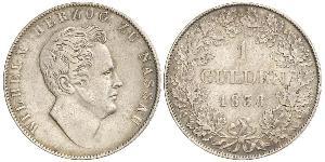 1 Gulden Nassau (stato) (1806 - 1866) Argento Guglielmo di Nassau