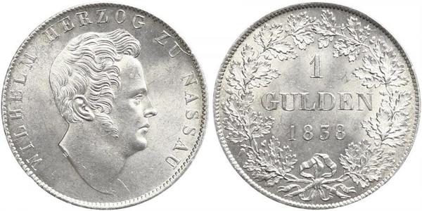 1 Gulden Nassau (stato) (1806 - 1866) Argento Guglielmo di Nassau