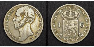 1 Gulden Regno dei Paesi Bassi (1815 - ) Argento Guglielmo II dei Paesi Bassi (1792 - 1849)