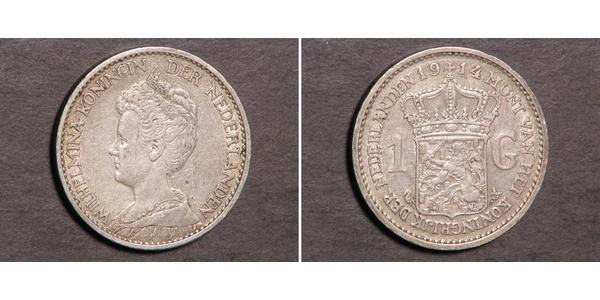 1 Gulden Regno dei Paesi Bassi (1815 - ) Argento Guglielmina dei Paesi Bassi(1880 - 1962)